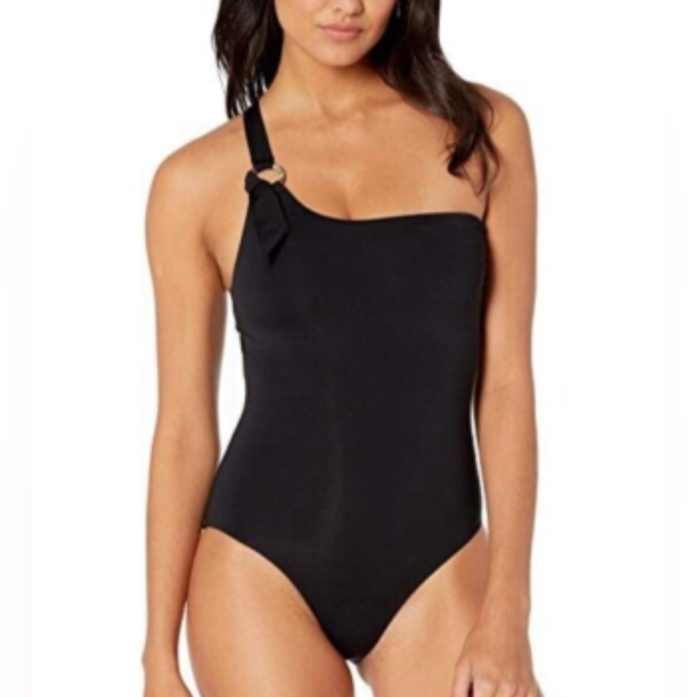 Seafolly Active One Shoulder Maillot One-Piece Swimsuit Black US Size 4